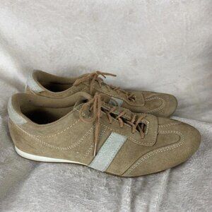 Steve Madden Womens Size 7 Jockk Beige Suede Sneaker Leather Lace Up